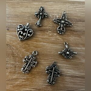 Vintage Filagree Heart/Cross Charm Bundle